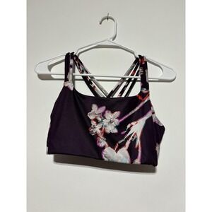 Athleta Women Size M Purple Floral Hyper Focused Bra in Powervita 357352